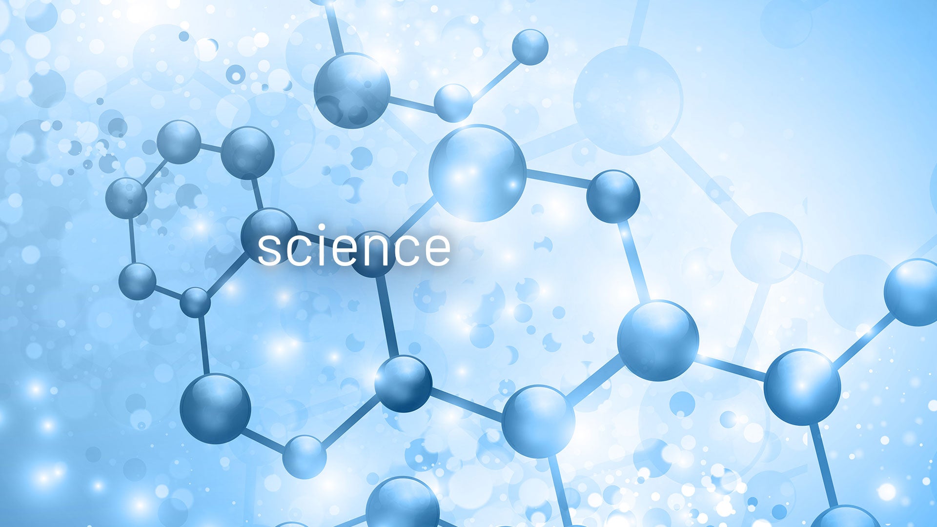 Blue molecular structure with the word 'science' in the center
